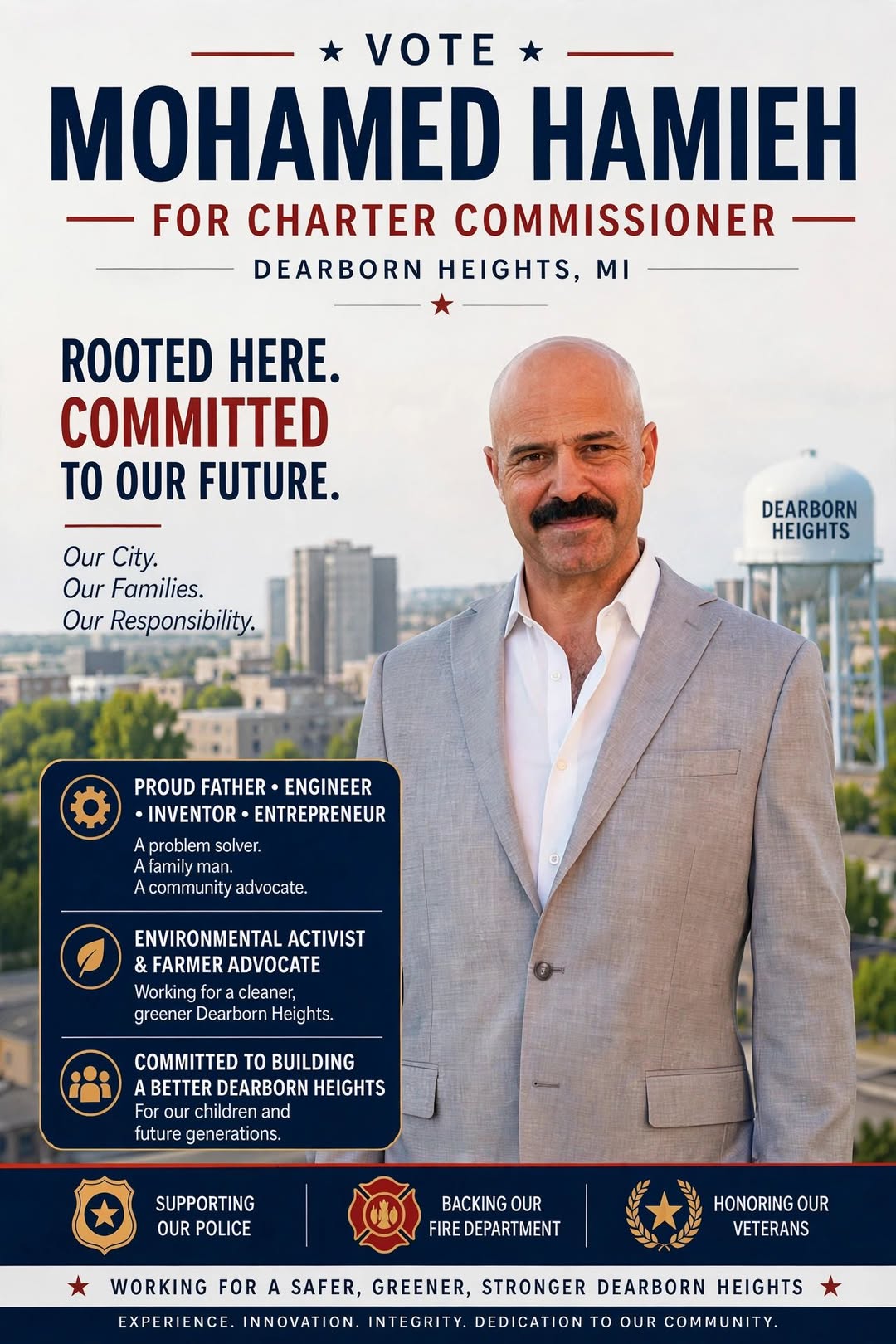Mohamed Hamieh campaign flyer describing his community background